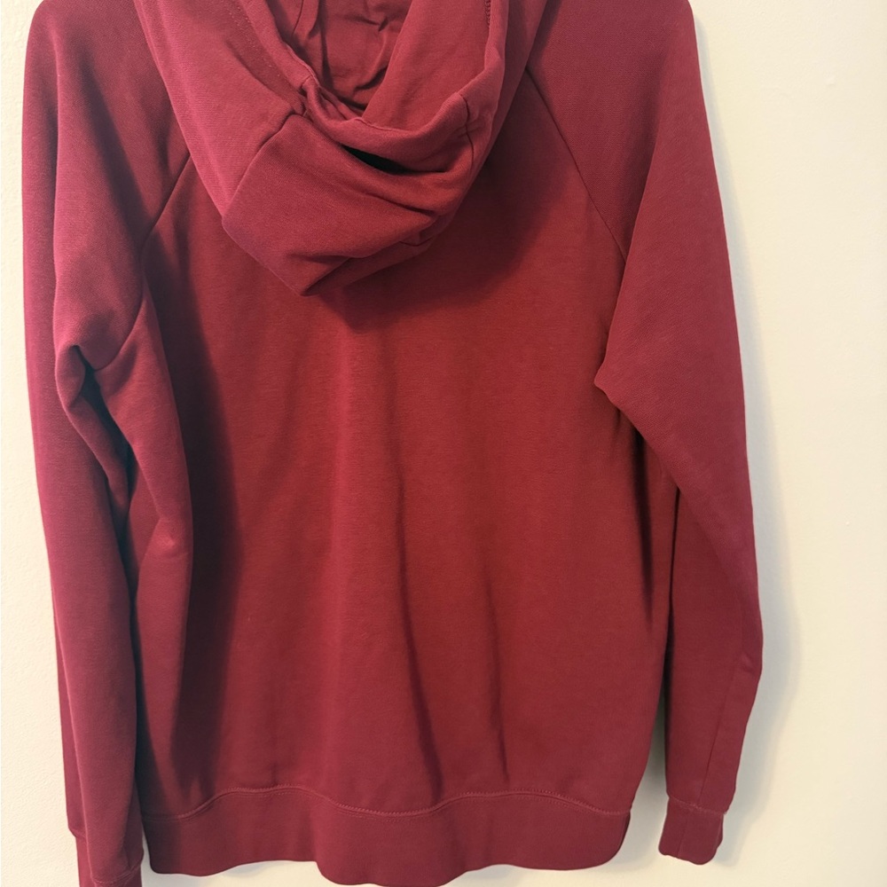 Nike Deep Red Pullover Hoodie with White Logo - Picture 2 of 3